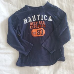 Boys navy nautica long sleeve shirt, 3T